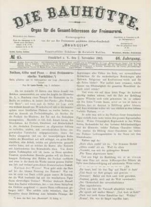 No. 45. Frankfurt a. M., den 7. November 1903. 46. Jahrgang.