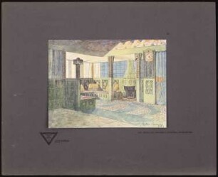 Innenraum: Perspektivische Innenansicht (aus: Moderne Bauformen. Fassaden, Interieurs, Details im Verein mit R. Beauclair, hrsg.v. M.J. Gradl, Bd. 3, 1904)