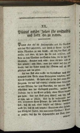 XX. Pilatus erklärt Jesum für unschuldig und sucht ihn zu retten.