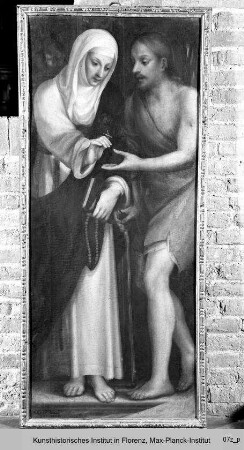 Szenen aus dem Leben der heiligen Katharina von Siena : Die Heilige schenkt Christus als Bettler ihr Kreuz