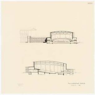 Philharmonie, Berlin-Wilmersdorf: Schnitte 1:200