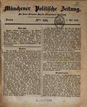Münchener politische Zeitung : mit allerhöchstem Privilegium. 1838 = Jg. 39, 7 - 12