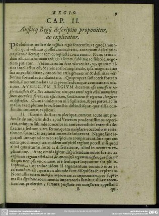 Cap. II. Auspicij Regij descriptio proponitur, ac explicatur