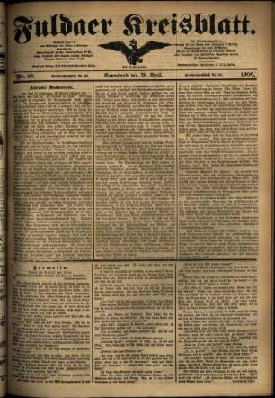 Ausgabe vom Samstag, den 28. April 1906.