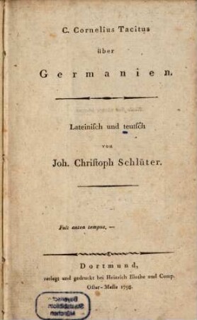 C. Cornelius Tacitus über Germanien