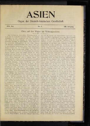 1913, Oktober No. 8 XIII. Jahrgang.