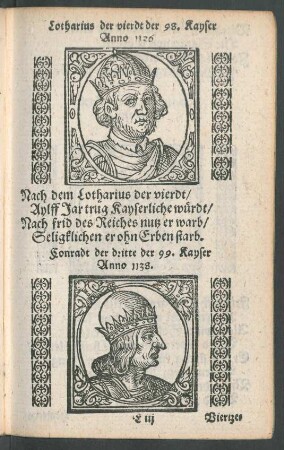 Lotharius der vierdt der 98. Kayser Anno 1126.