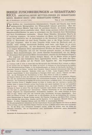 9: Irrige Zuschreibungen an Sebastiano Ricci : archivalische Mitteilungen an Sebastiano Ricci, Marco Ricci und Sebastiano Conca