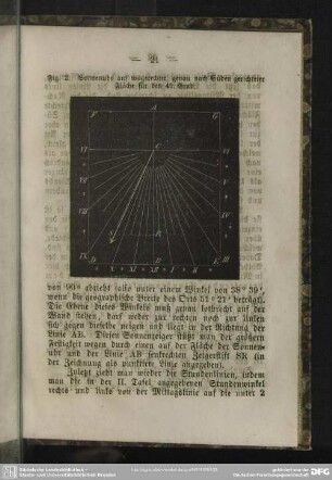 Fig. 2. Sonnenuhr auf wagerechter genau nach Süden gerichteter Fläche für den 49. Grad
