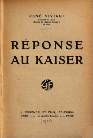 Réponse au Kaiser