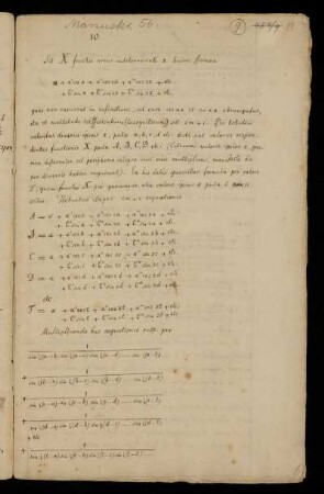 10. Sit X functio arcus indeterminati x huius formae [...]