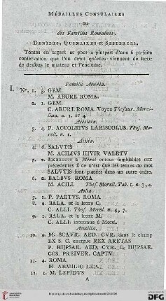 Médailles consulaires ou des familles romaines