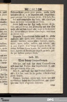 Sect. XI. Von denen Conjunctionen.