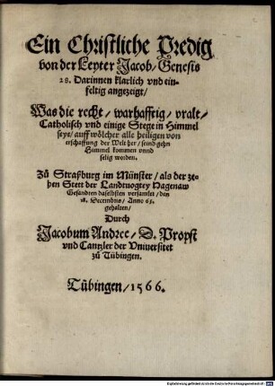 Ein christliche Predig von der Leiter Jacobs ...