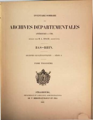Inventaire-sommaire des archives départementales antérieures á 1790, 3. Archives ecclésiastiques ; série G. 1 - 2697