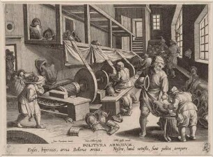Politura Armorum (Die Politur von Waffen und Rüstungen), Blatt 17 der Folge "Nova Reperta"