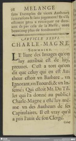 Article XXXVI. Charle-Magne