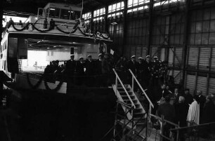 Kressbronn: Stapellauf Fährschiff M.S. Friedrichshafen, Festakt in der Bodan Werft