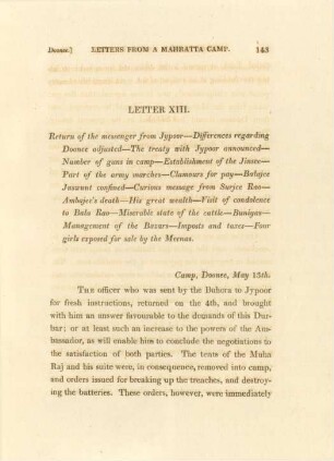 Letter XIII. Return of the messenger from Jypoor. - ...