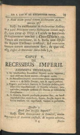 Caput. V. De Recessibus Imperii