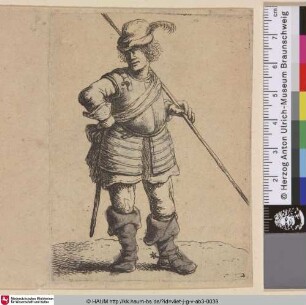 [Der Mann mit der Lanze; A Lancer; Un soldat tenant un long bâton de la main gauche]