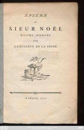 Épitre Au Sieur Noël Maitre D'Hotel