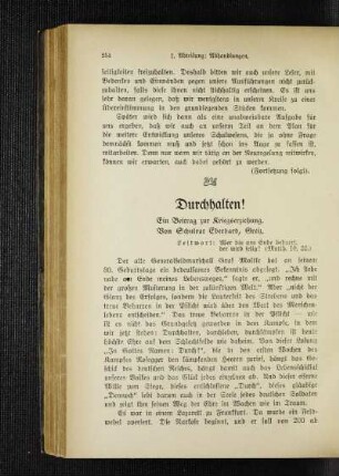 Durchhalten! : ein Beitrag zur Kriegserziehung
