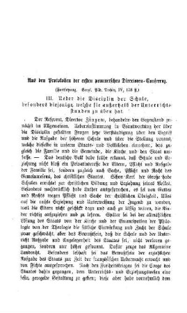 Aus den Protocollen der ersten pommerschen Directoren-Conferenz