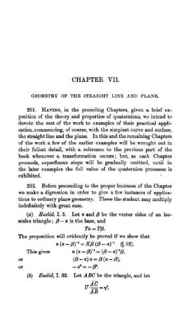 Chapter VII. Geometry of the Straight Line and Plane.