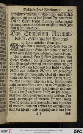 Das Symbolum Nicenum, das ist, Bekäntniß des Glaubens