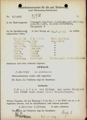 Seutter von Loetzen, Irmgard, geb. Hillig