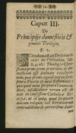 Caput III. De Principiis domesticis & genuinis Theologiae.