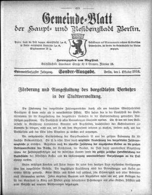 Sonder-Ausgabe, 1. Oktober 1916