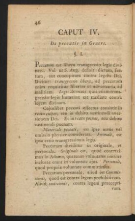 Caput IV. De peccatis in Genere