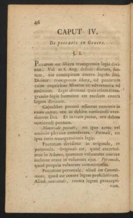 Caput IV. De peccatis in Genere