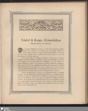 Händel & Saupe, Crimmitschau Vigognespinnerei und Färberei