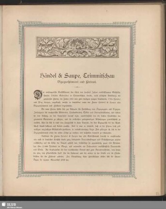 Händel & Saupe, Crimmitschau Vigognespinnerei und Färberei