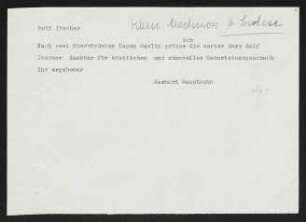 Brief von Gerhart Hauptmann an Rolf Ibscher