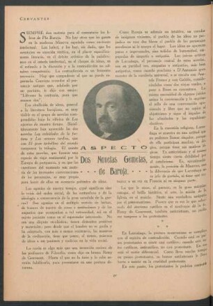 Aspecto - Dos novelas gemelas de Baroja