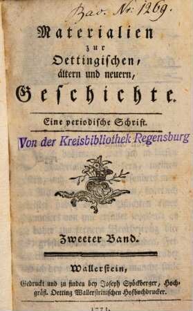 Materialien zur Oettingischen, ältern und neuern, Geschichte : eine periodische Schrift, 2