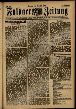 Erste Ausgabe vom Sonntag, den 22. Juli 1894.