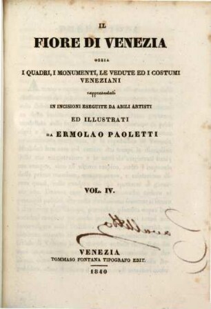 Il fiore di Venezia ossia i quadri, i monumenti, le vedute ed i costumi veneziani, 4