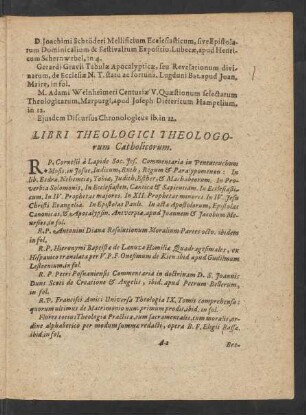 Libri Theologici Theologorum Catholicorum.