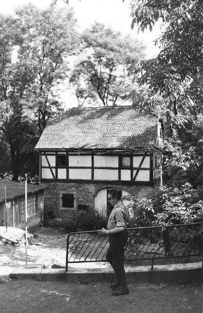Kubschütz-Blösa. Ehem. Niedermühle, Pferdestall am unteren Ende des Hofes