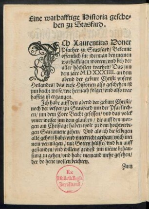 Eine warhafftige Historia geschehen zu Stasfard.