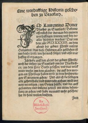 Eine warhafftige Historia geschehen zu Stasfard.