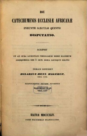 De catechumenis ecclesiae Africanae ineunte saeculo quinto disputatio