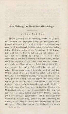 1-30 Ein Beitrag zur kirchlichen Christologie : erster Artikel