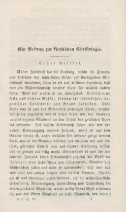 1-30 Ein Beitrag zur kirchlichen Christologie : erster Artikel