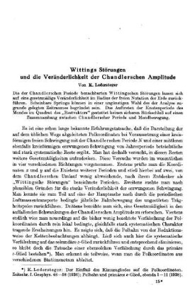 Wittings Störungen und die Veränderlichkeit der Chandlerschen Amplitude